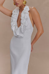 Carolyn Linen Bubble Maxi Dress - White