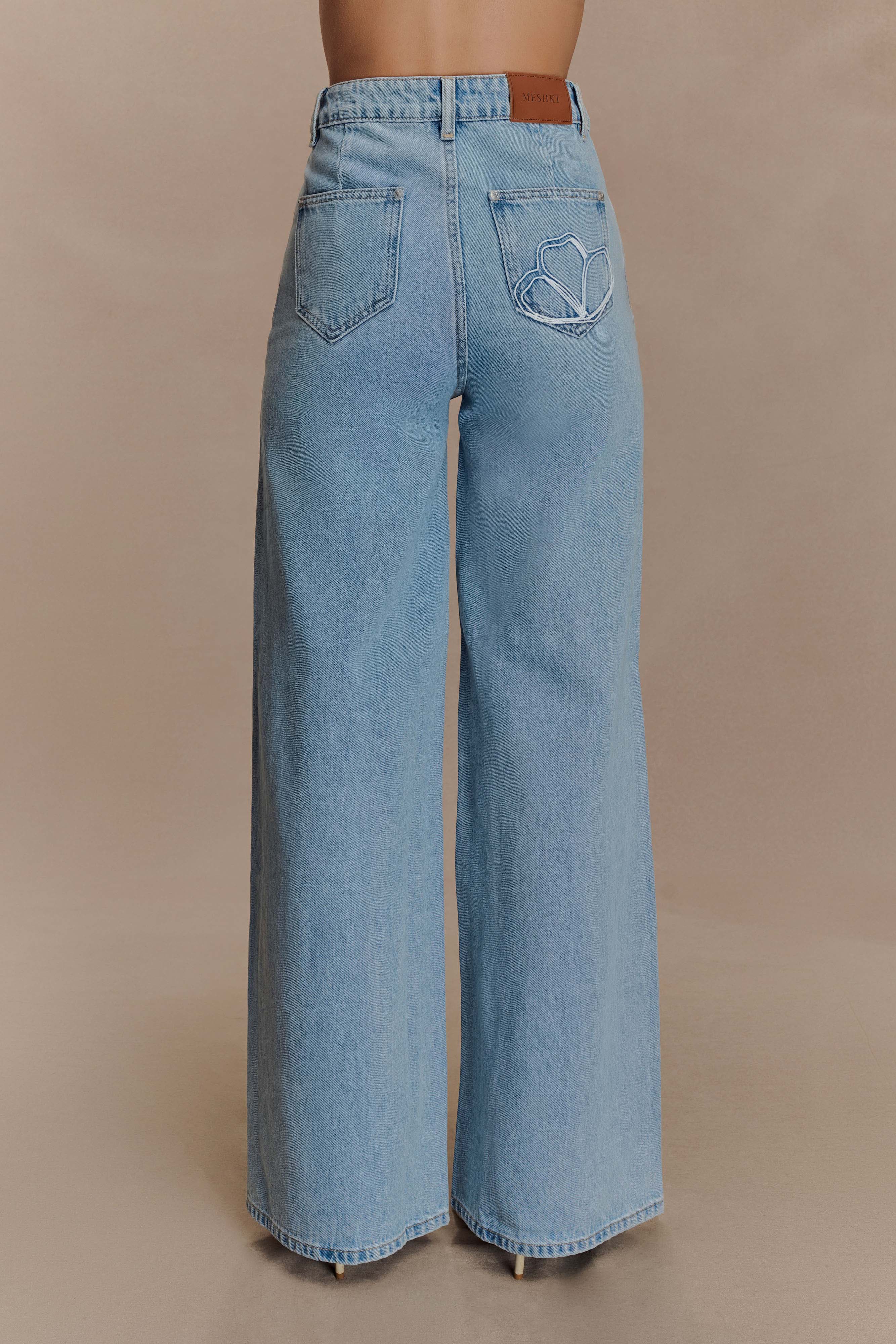Carmella Embroided Jeans - Mid Blue