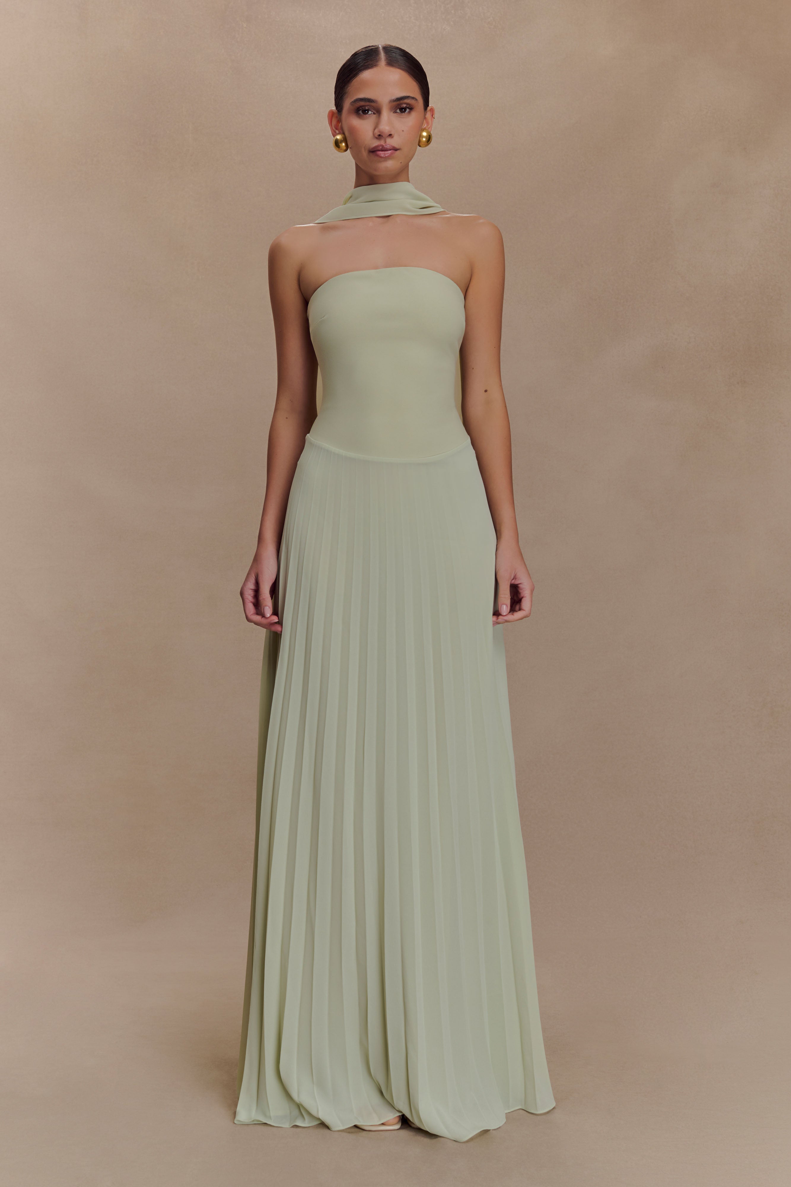 Caira Chiffon Scarf Maxi Dress - Sage