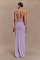 Bonnie Slinky And Lace Maxi Dress - Lilac