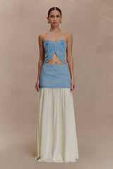 Tully Chiffon Denim Maxi Skirt - 80'S Blue