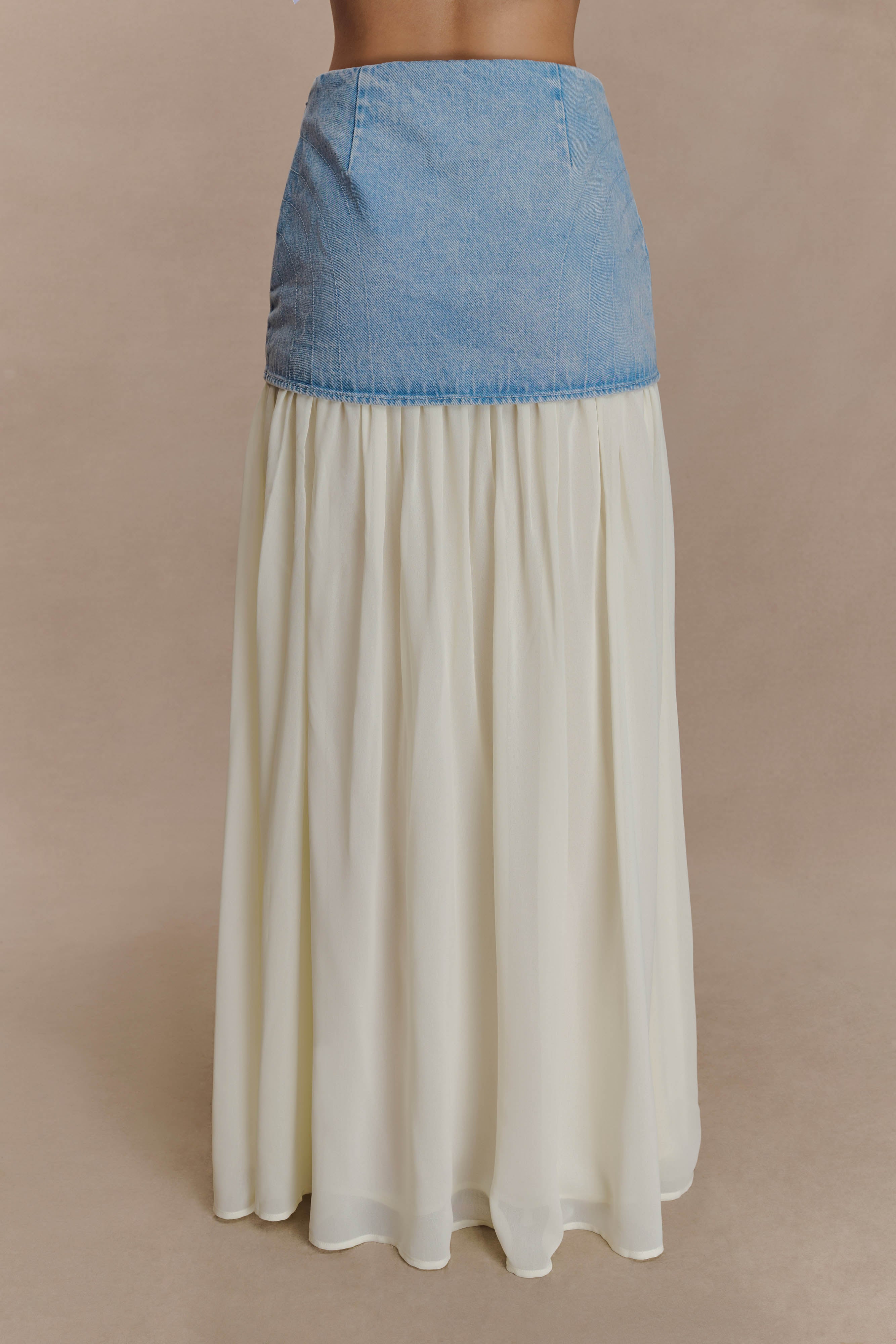 Tully Chiffon Denim Maxi Skirt - 80'S Blue