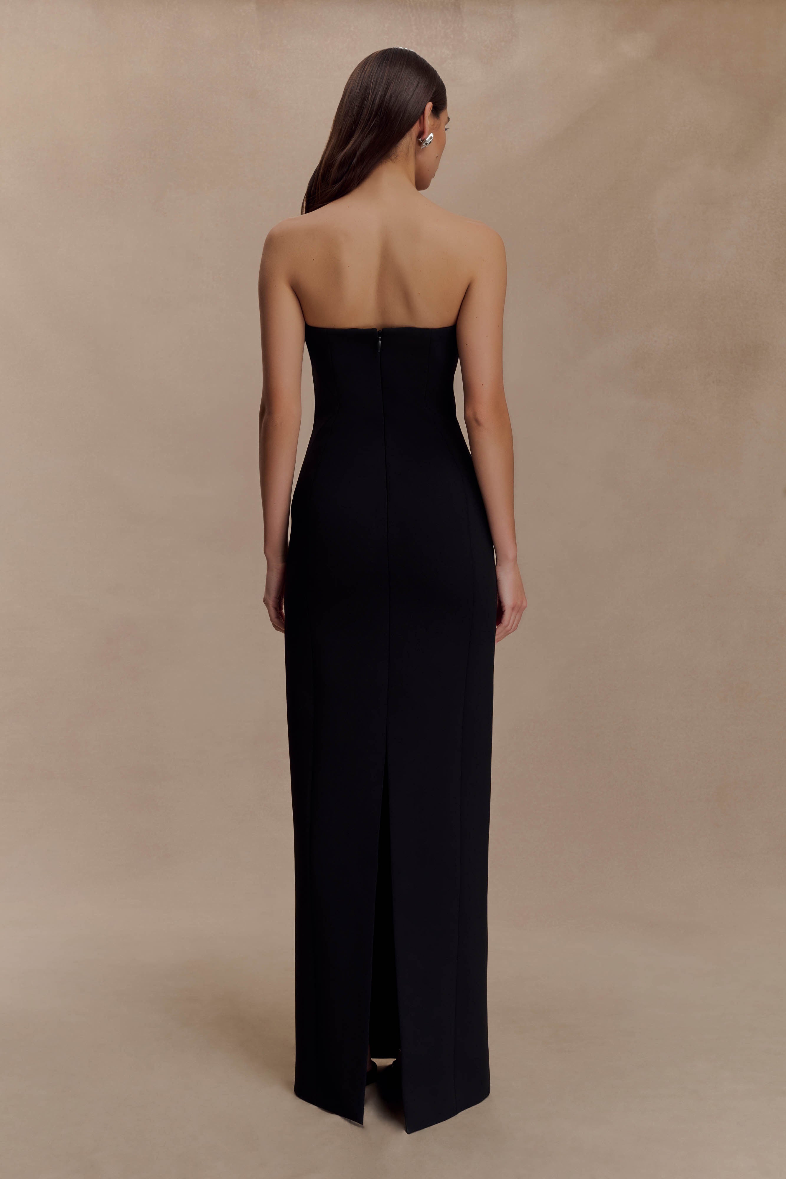 Kalila Strapless Crepe Maxi Dress - Black