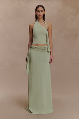 Bowie Low Rise Knit Maxi Skirt - Pastel Green