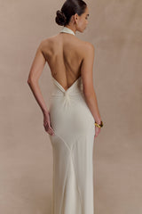 Elyna Slinky Halter Maxi Dress - Ivory