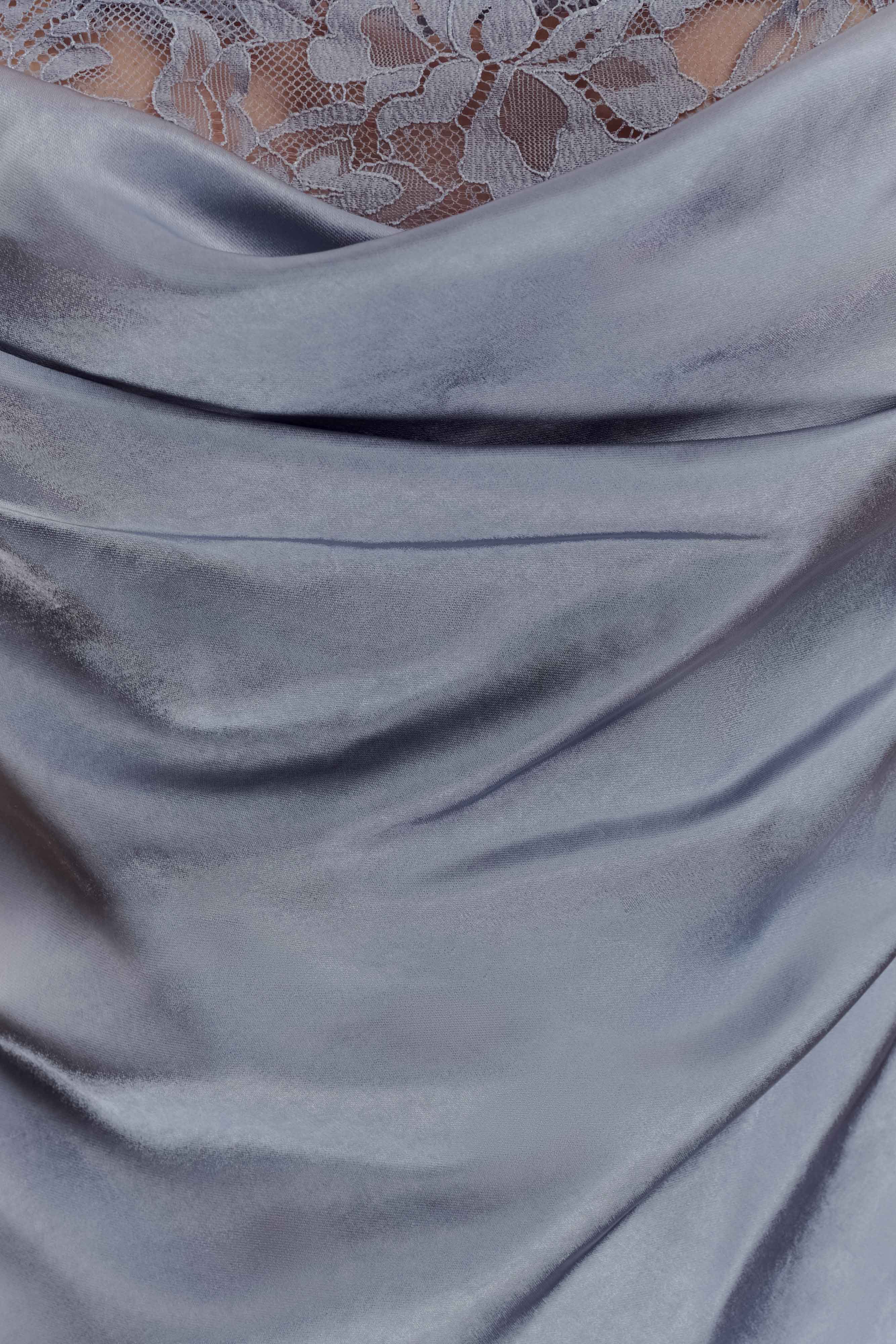 Isadora Lace & Satin Maxi Dress - Frosted Blue