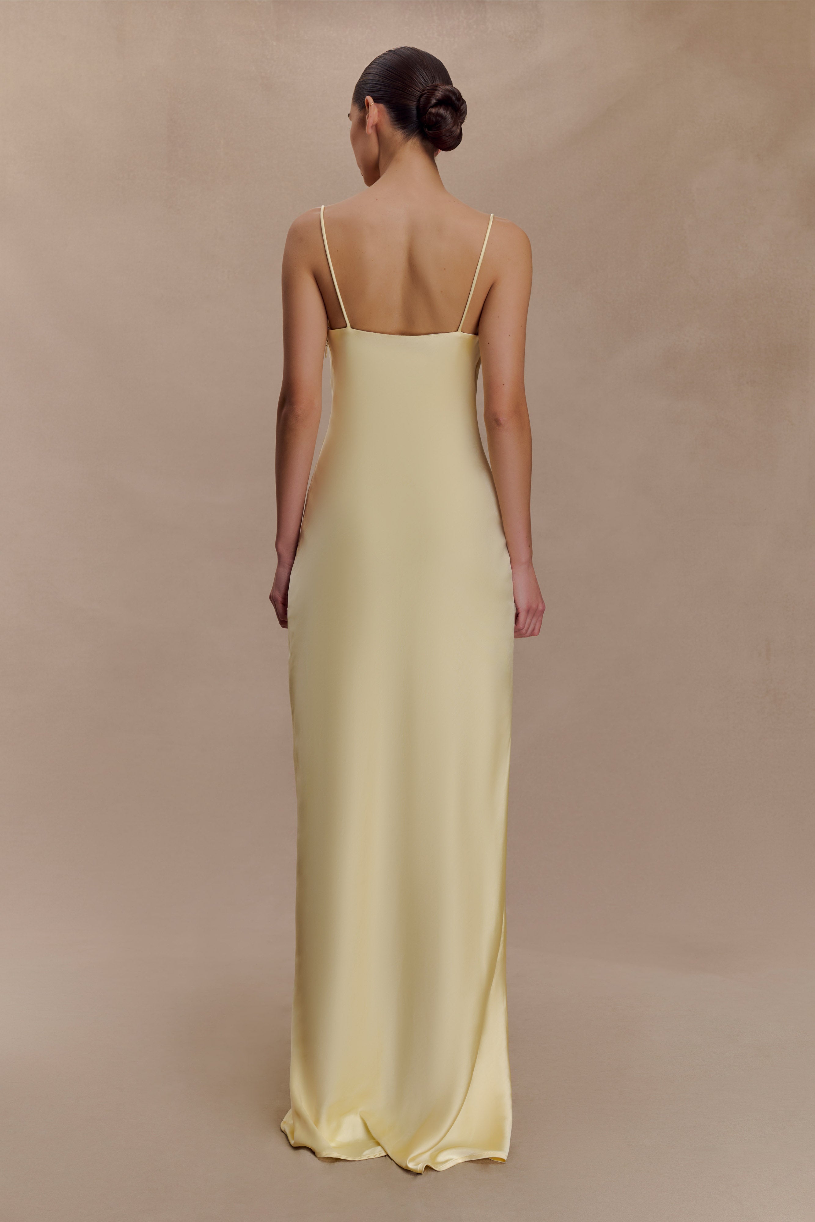 Isadora Lace & Satin Maxi Dress - Lemon