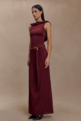 Bridget Slinky Cowl Back Top - Burgundy