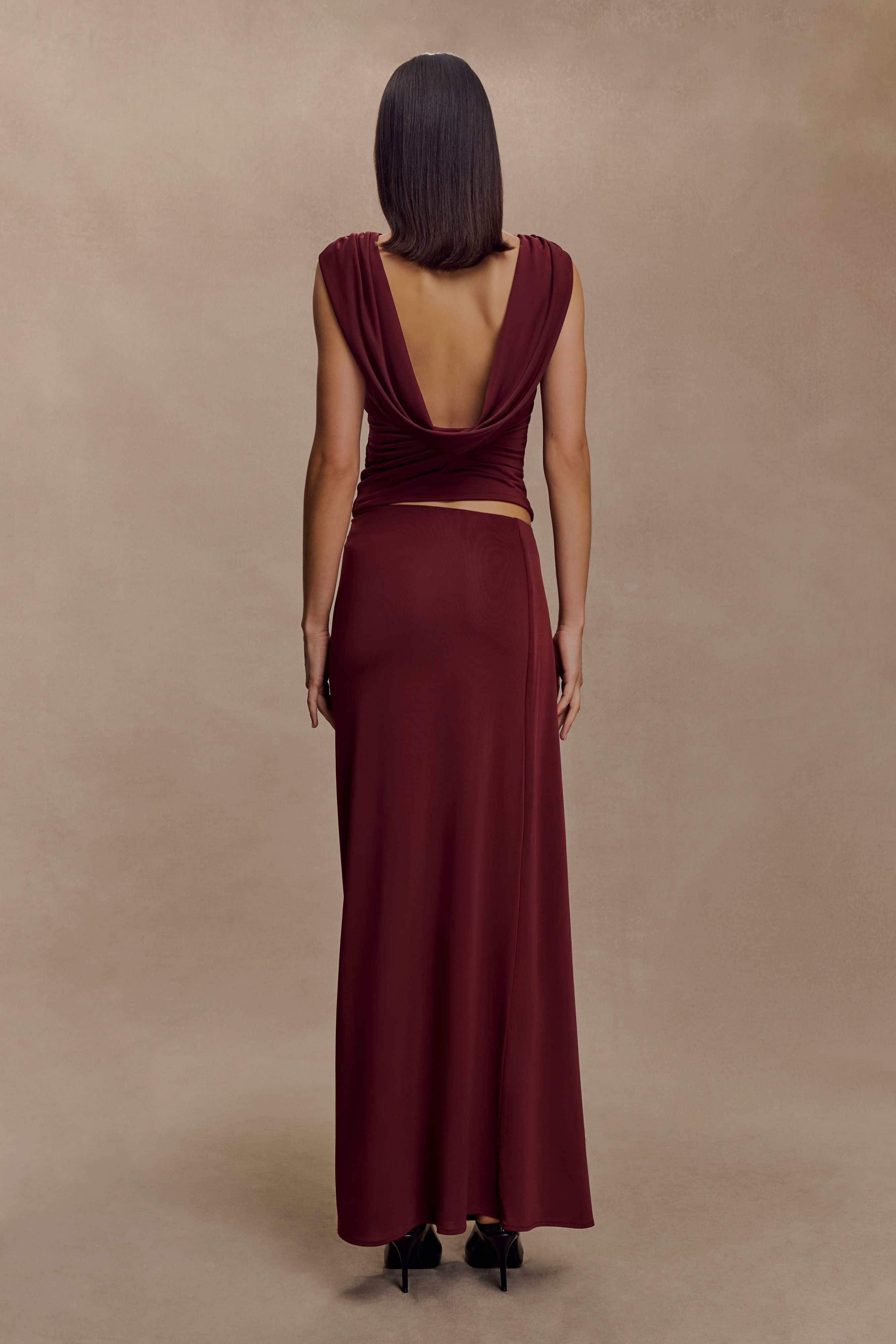 Bridget Slinky Cowl Back Top - Burgundy