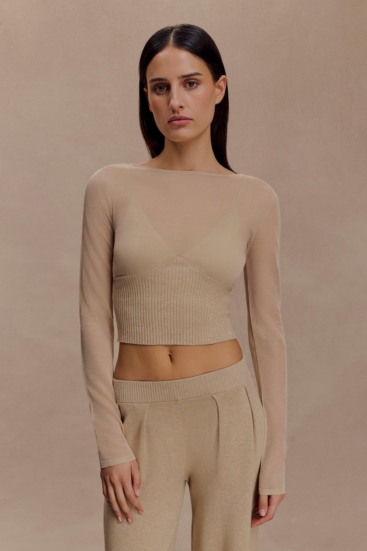 Brionee Silk Blend Knit Top - Sand