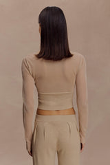 Brionee Silk Blend Knit Top - Sand