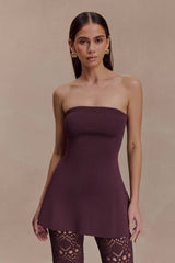 Anette Bandage Knit Strapless Top - Chocolate
