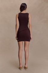 Brock Asymmetrical Neckline Knit Top - Dark Chocolate