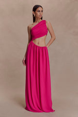 Aria Chiffon Cut Out Maxi Dress - Fuchsia