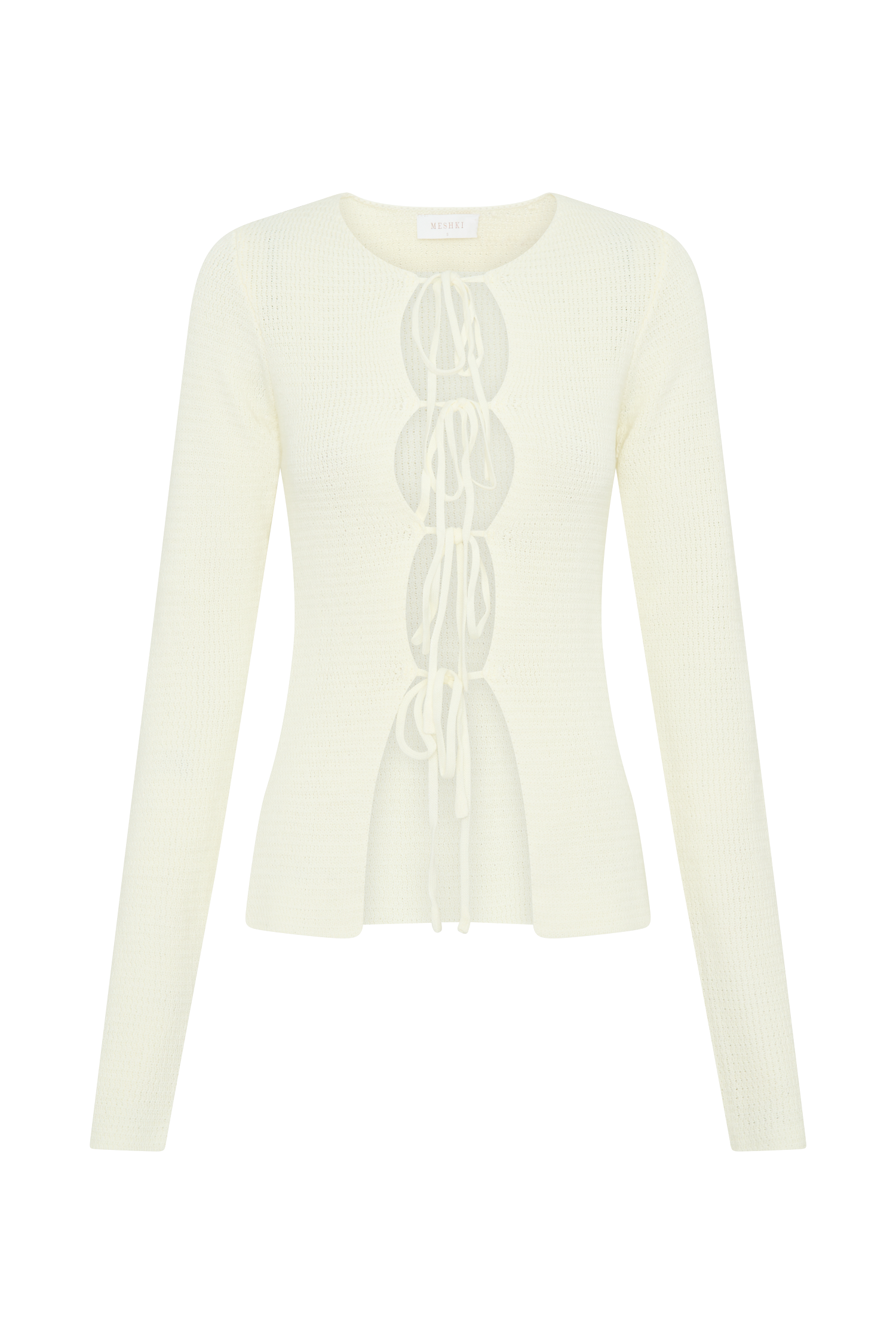Noah Knit Tie Long Sleeve Top - Ivory