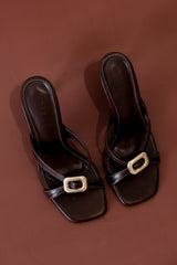 Jodie High Heel With Hardware - Chocolate