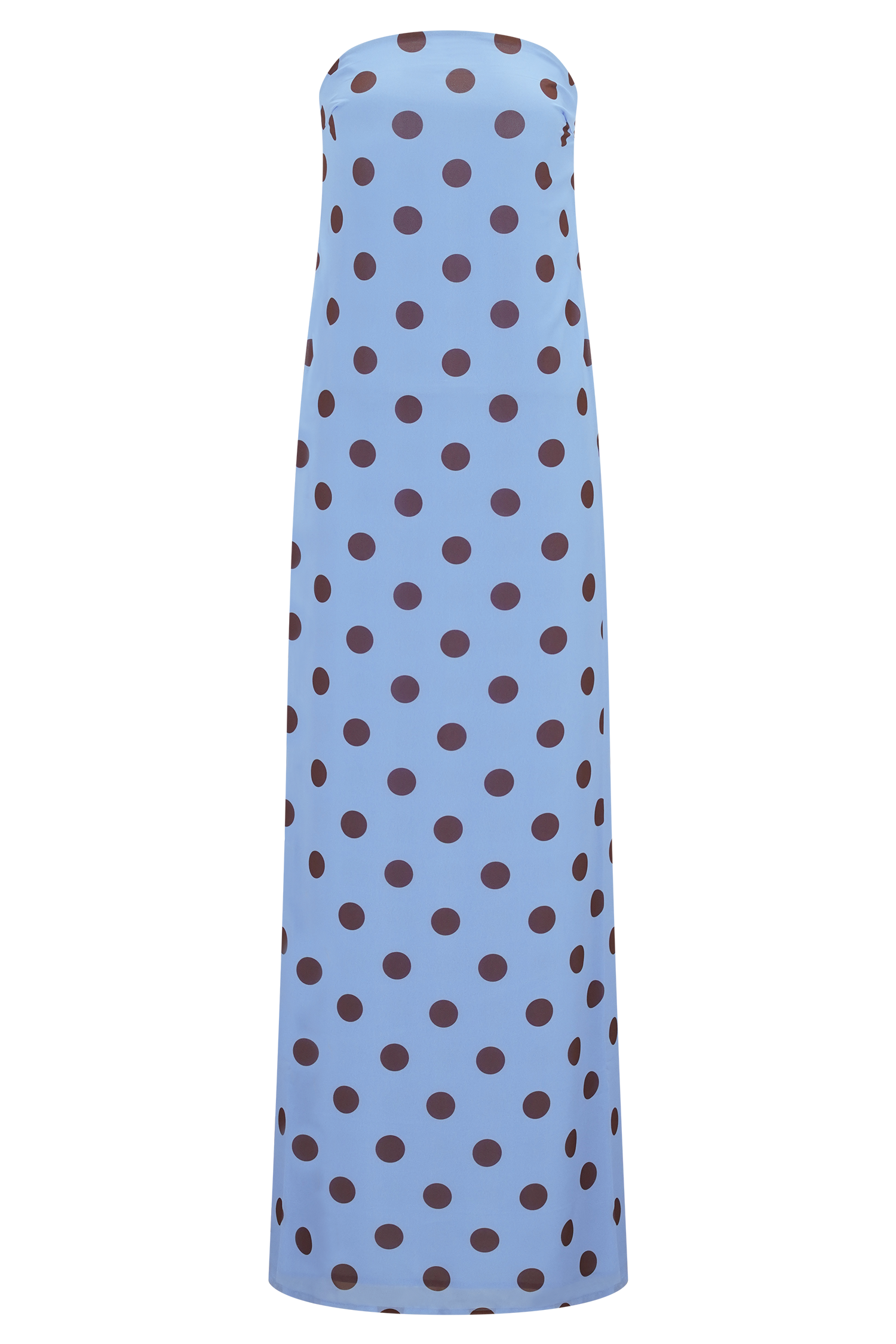 Amaya Strapless Chiffon Maxi Dress - Blue Polka Dot
