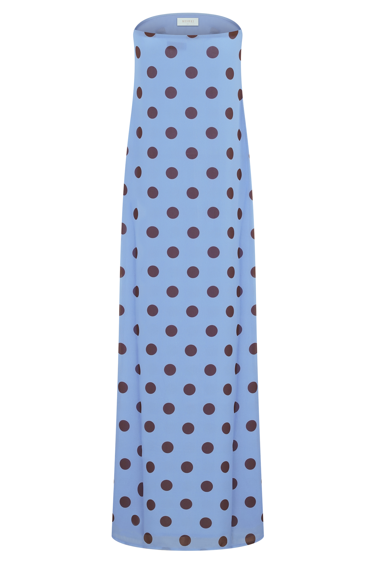 Amaya Strapless Chiffon Maxi Dress - Blue Polka Dot