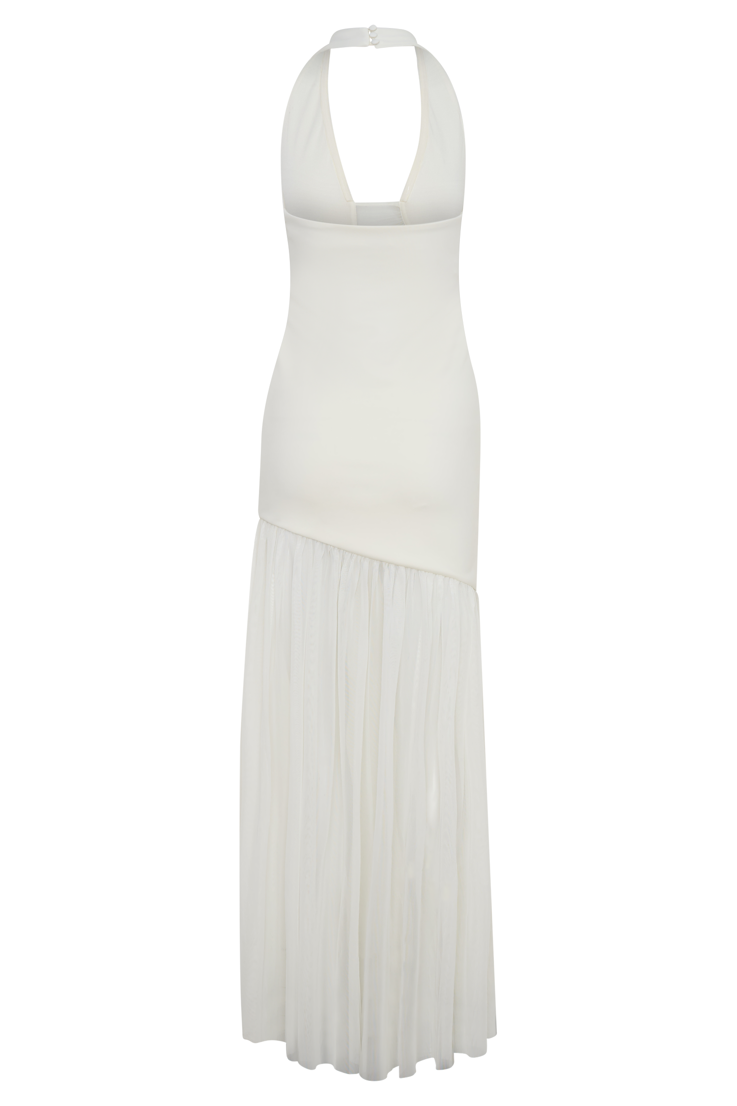 Aubree Crepe And Mesh Maxi Dress - Ivory
