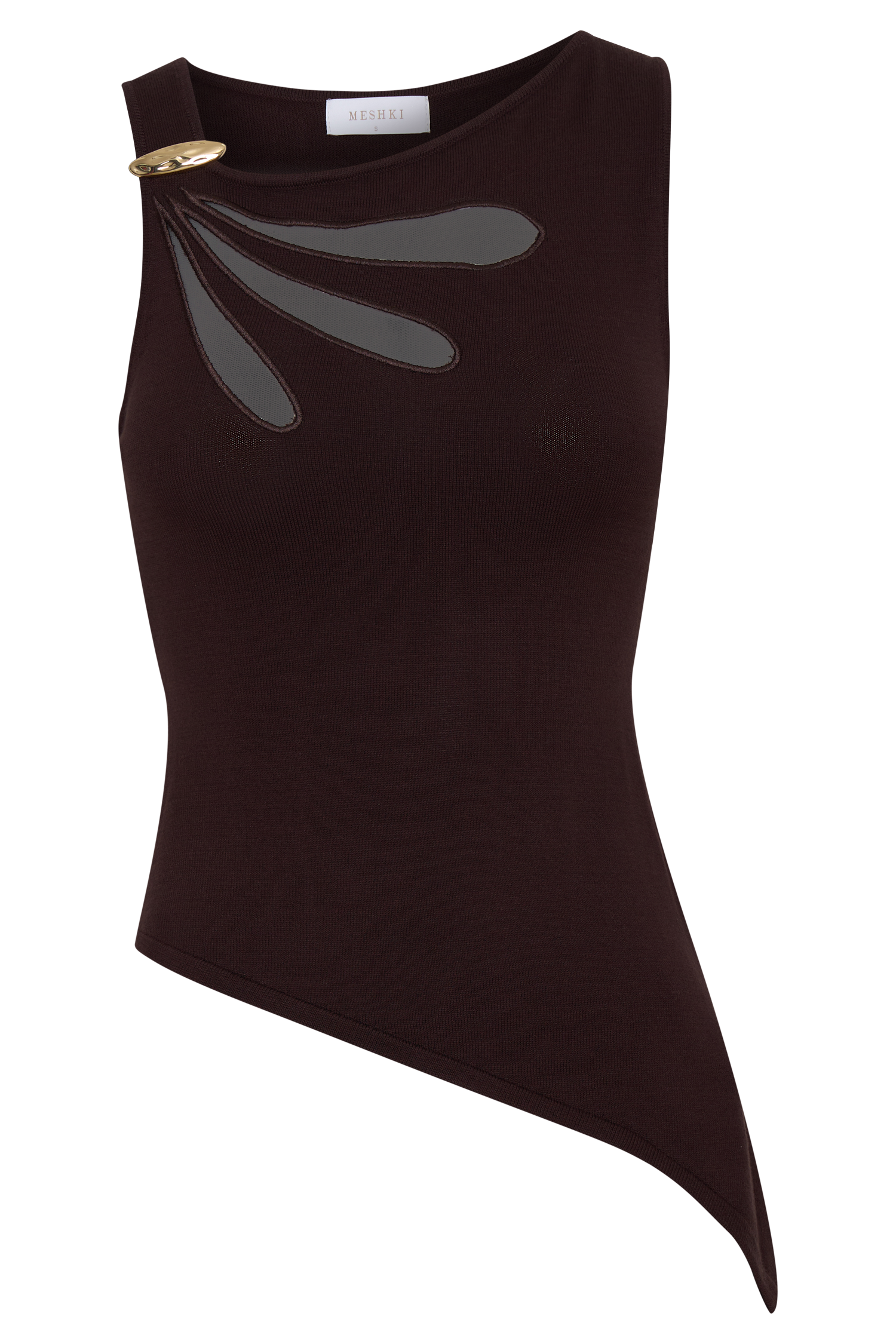 Brock Asymmetrical Neckline Knit Top - Dark Chocolate