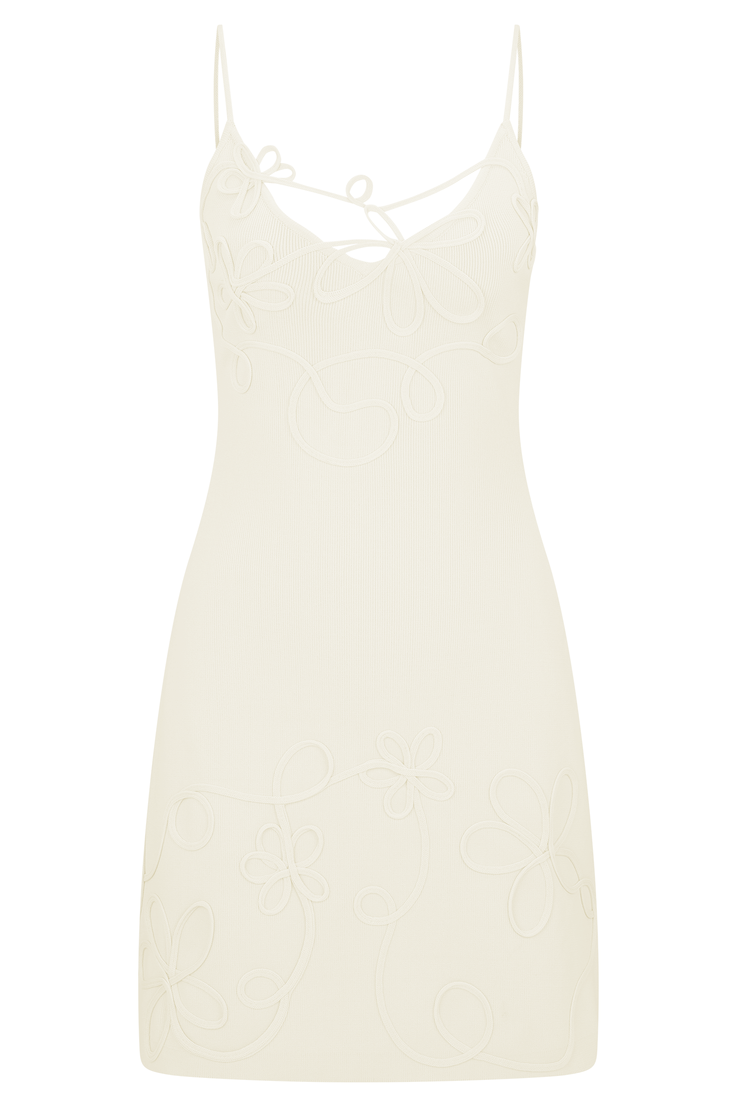 Brullo Embroidery Knit Mini Dress - Ivory