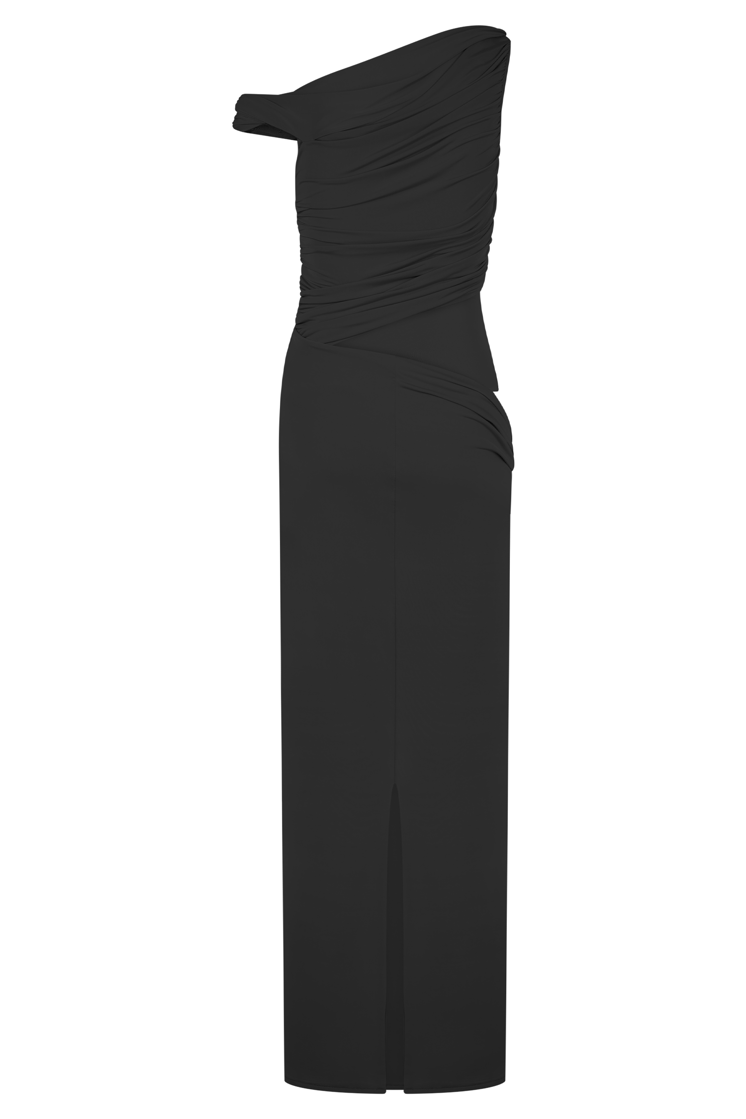 Callen One Shoulder Slinky Maxi Dress - Black