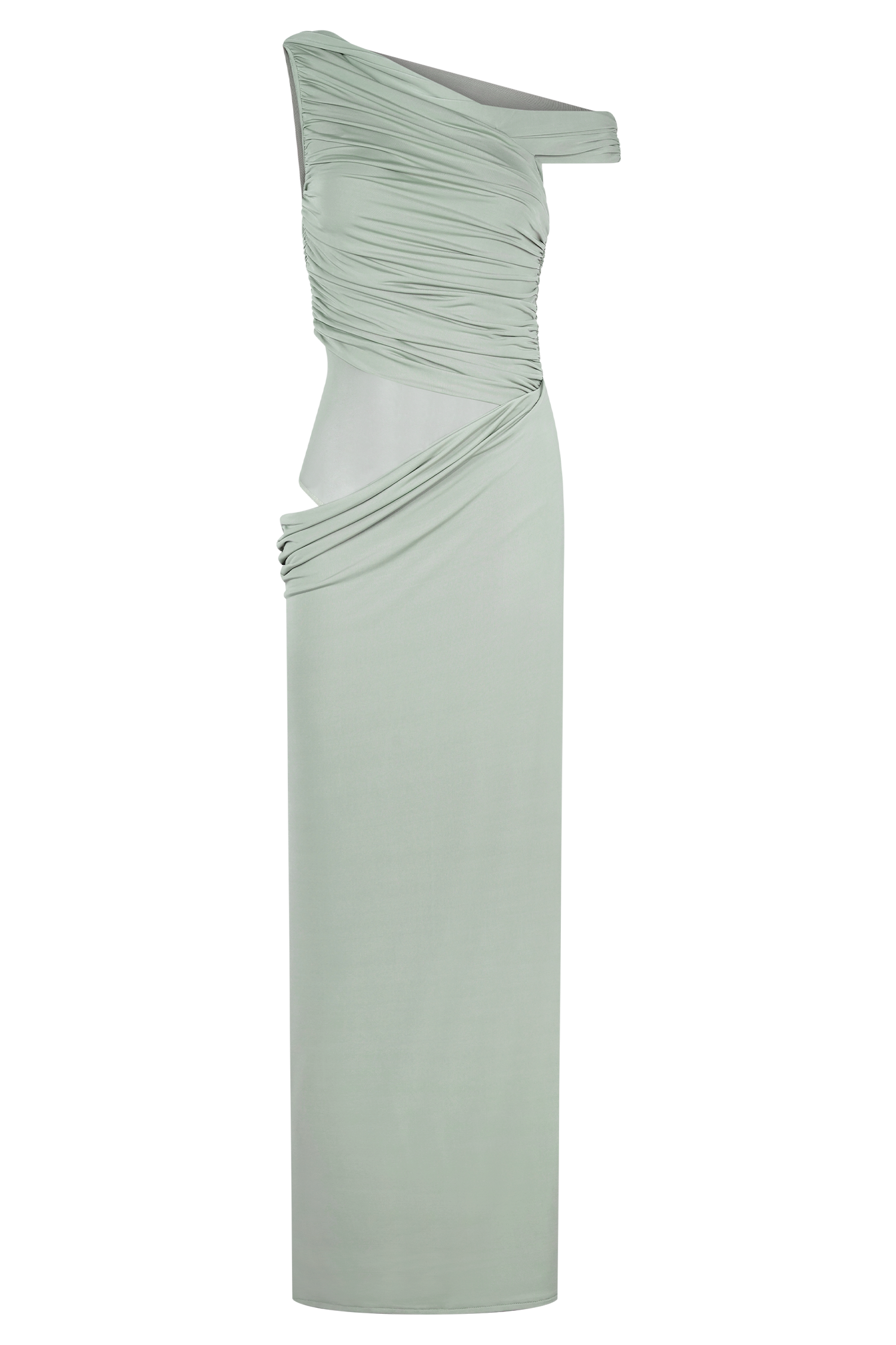 Callen One Shoulder Slinky Maxi Dress - Sage