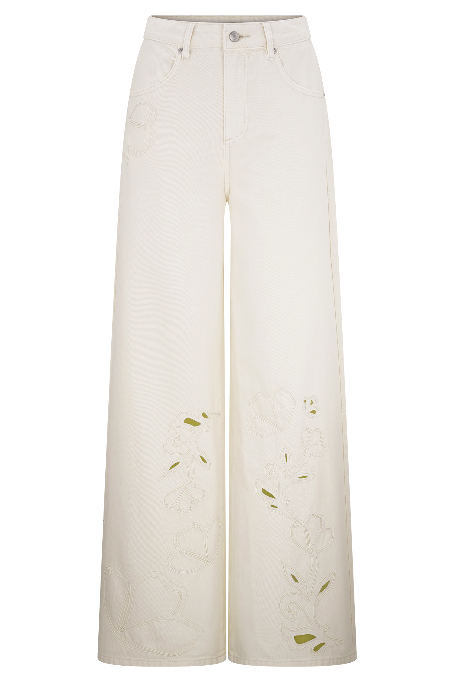 Carmella Embroided Jeans - Ecru