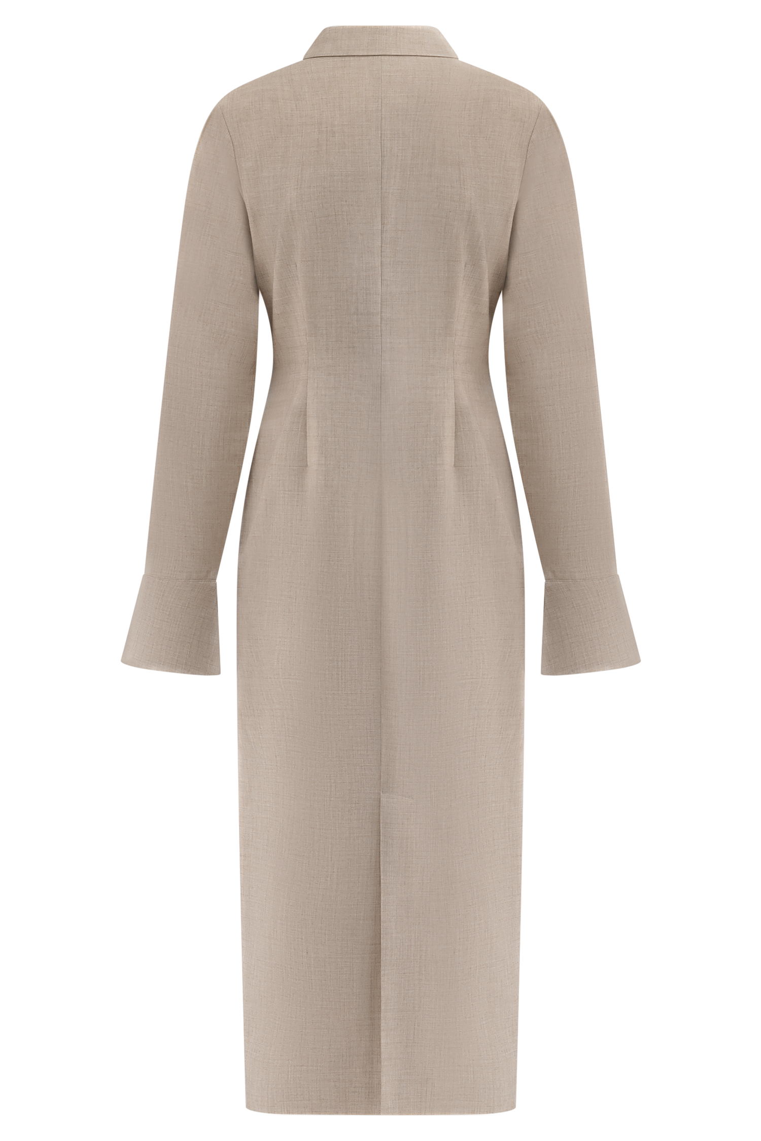 Dorian Fitted Shirt Midi Dress - Wheat Marle