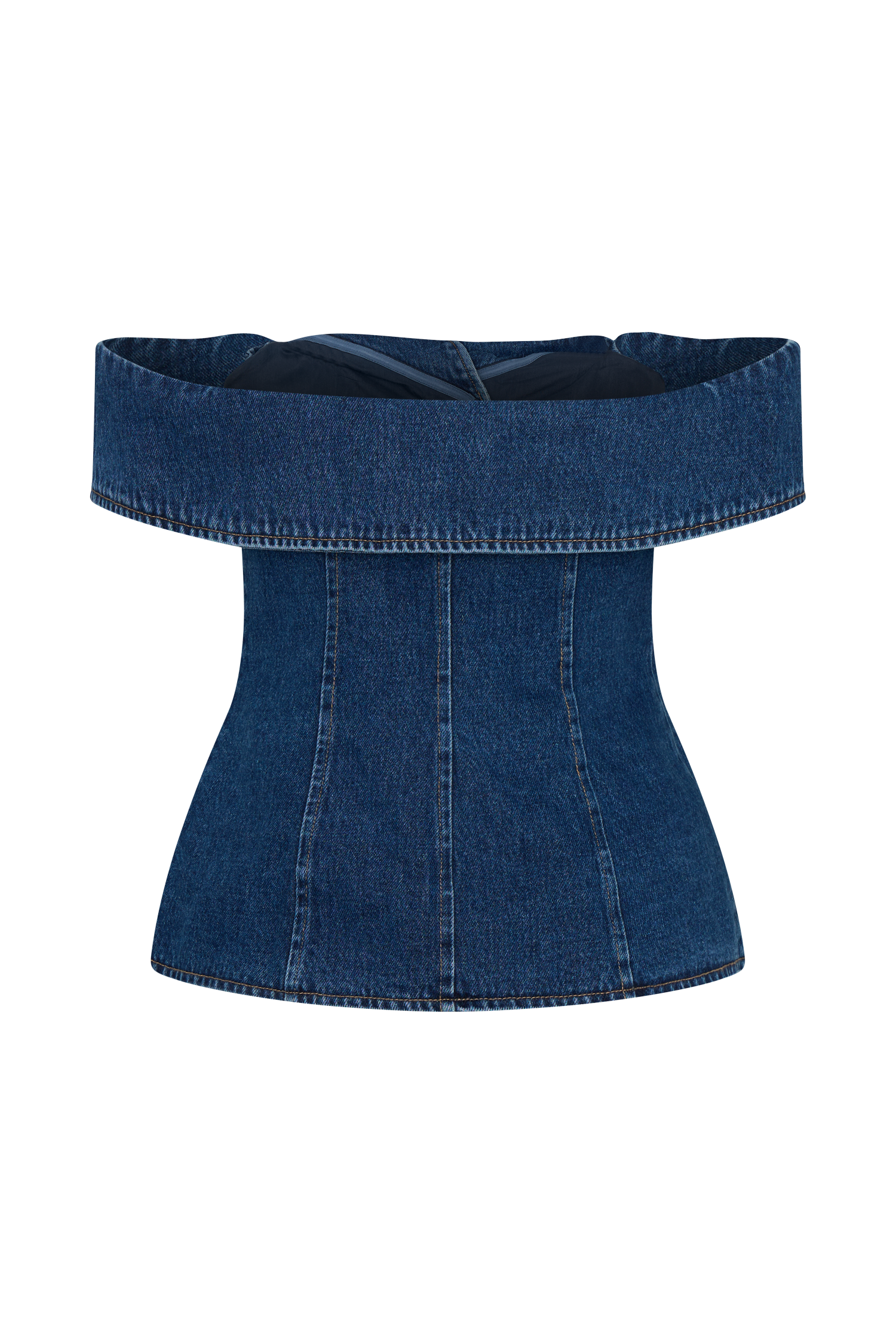 Krista Denim Off Shoulder Top - Dark Blue
