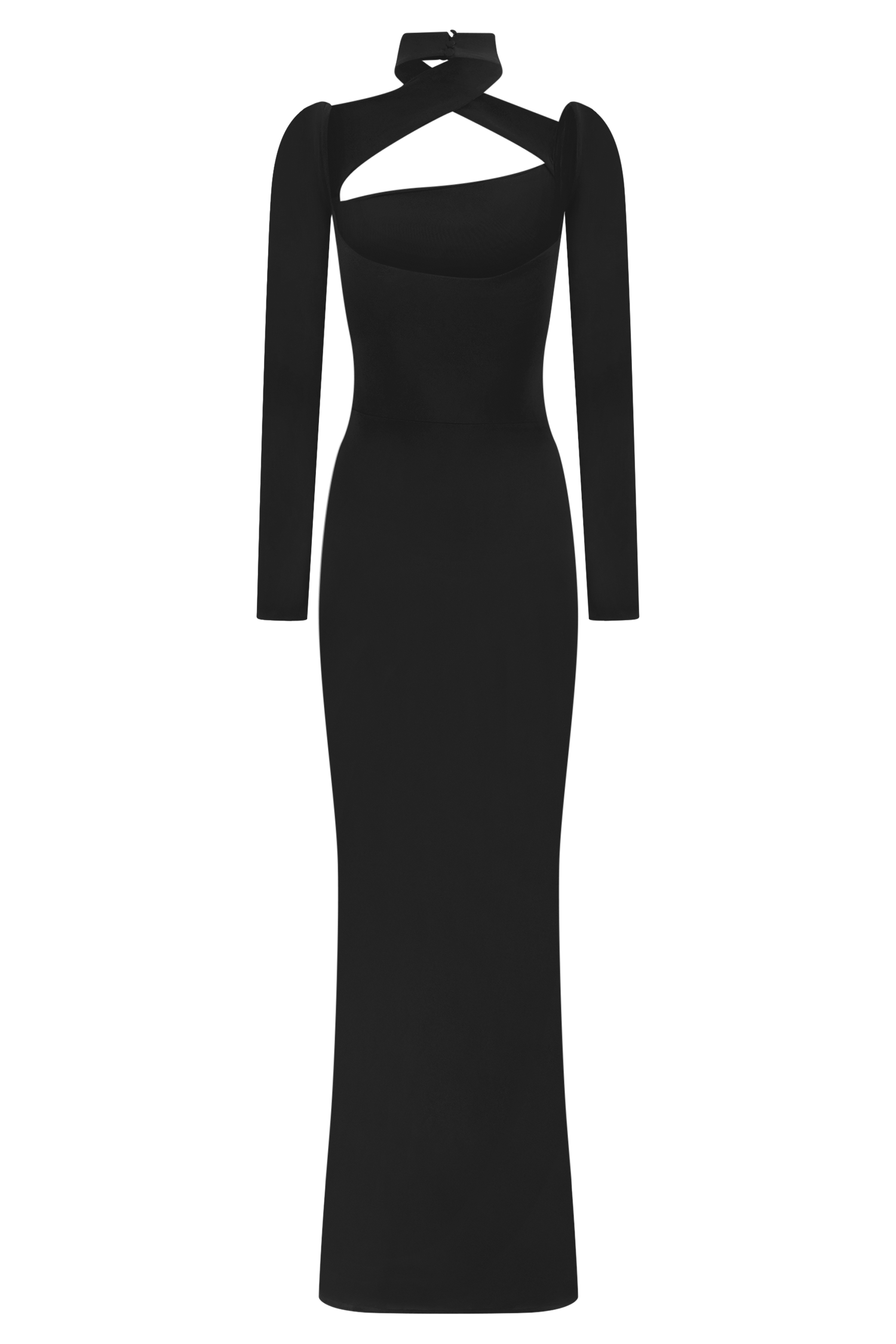 Lyndon Long Sleeve Slinky Maxi Dress - Black