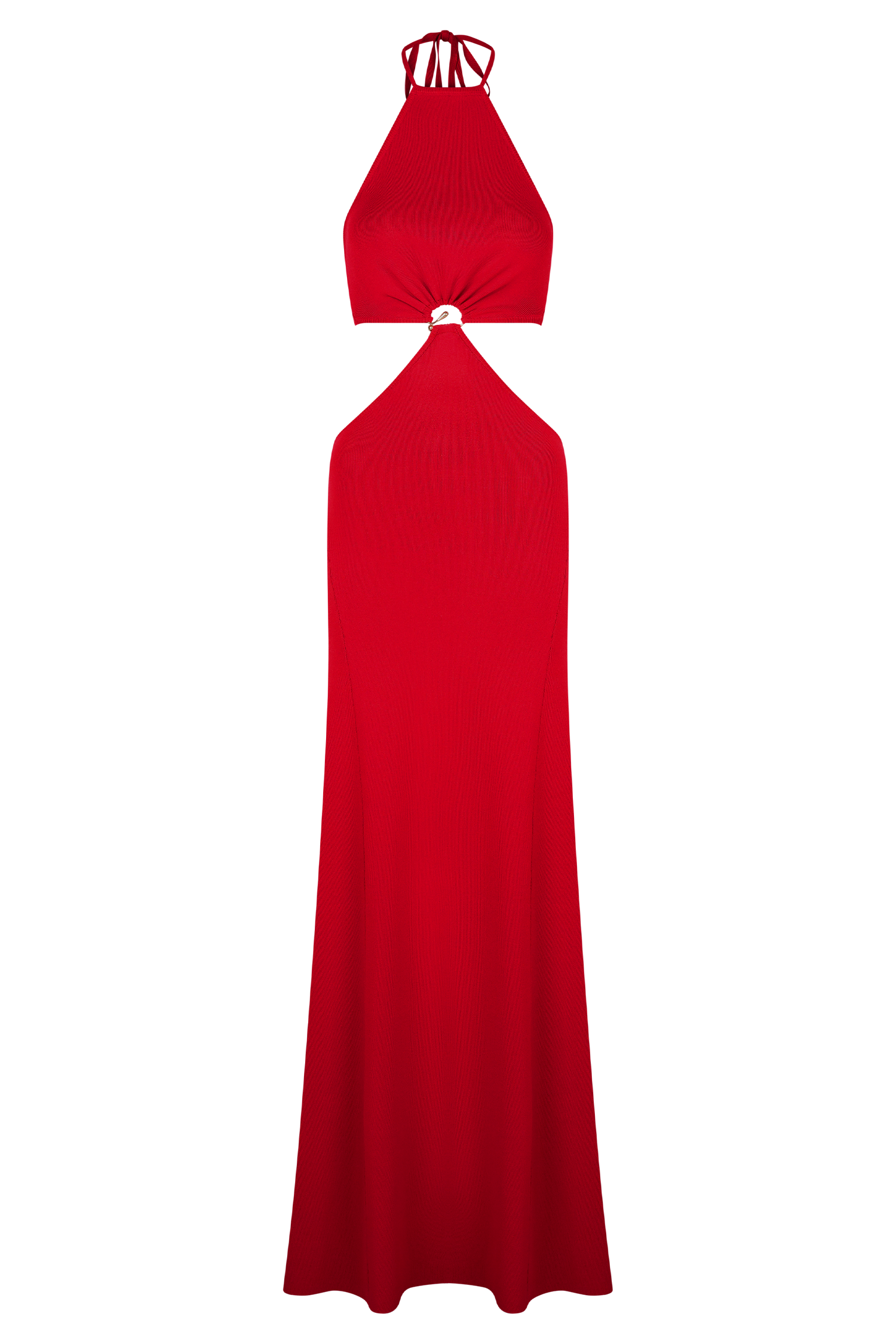 Marlowe Halter Knit Maxi Dress - Red
