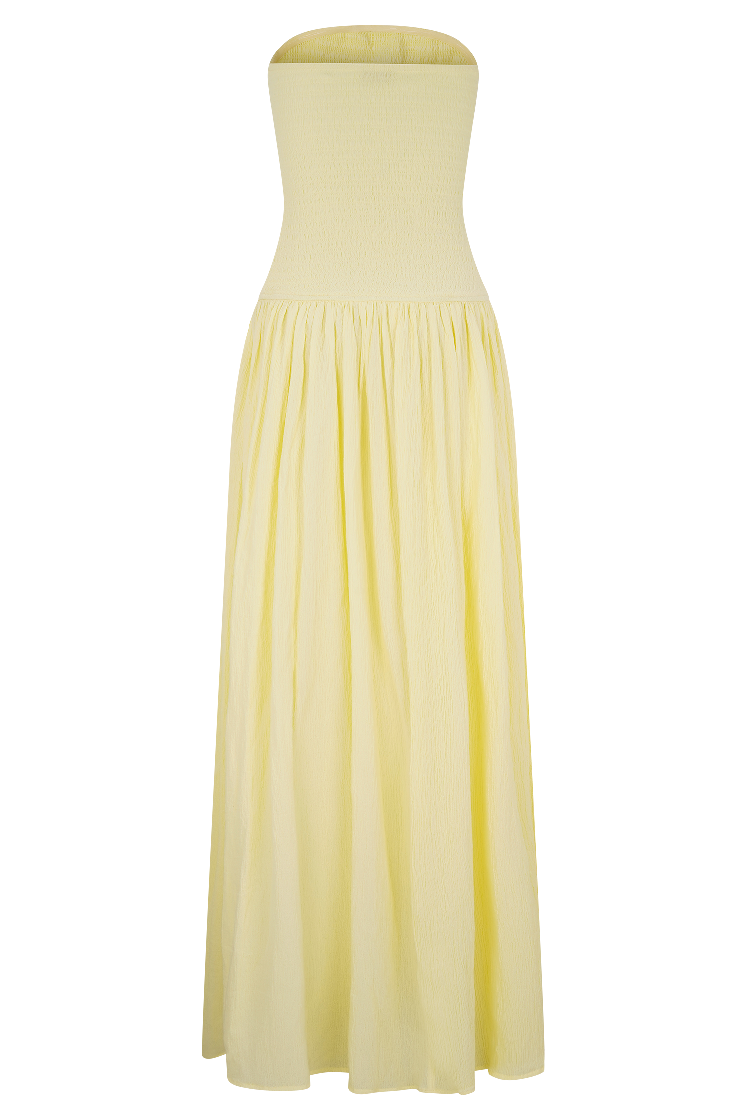 Maureen Cotton Shirring Maxi Dress - Lemon