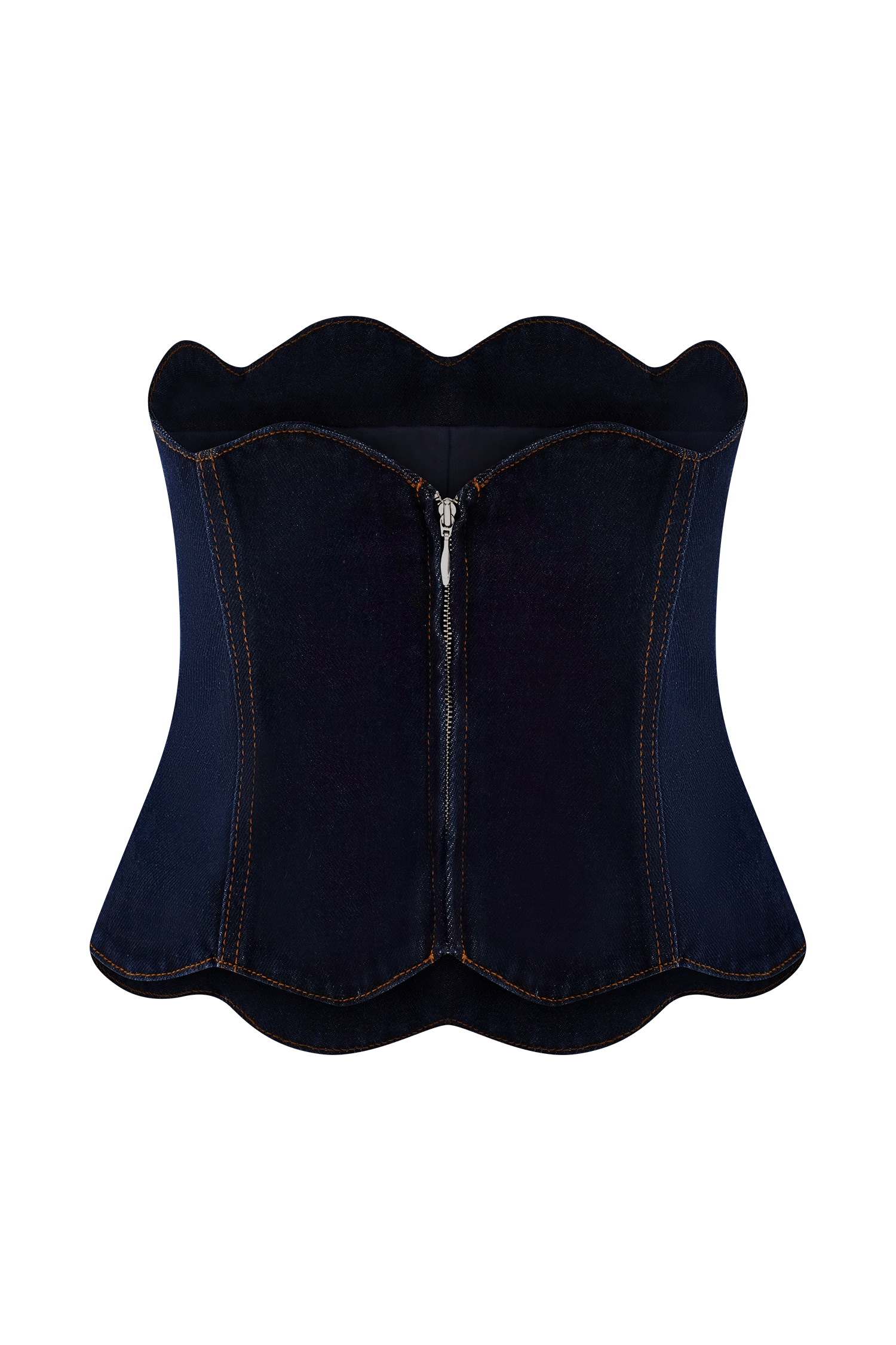 Oakley Strapless Scallop Denim Top - Indigo Blue