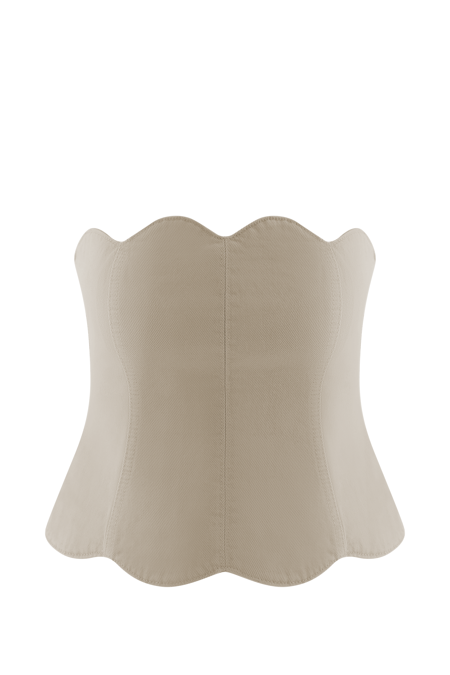 Oakley Strapless Scallop Denim Top - Stone Wash