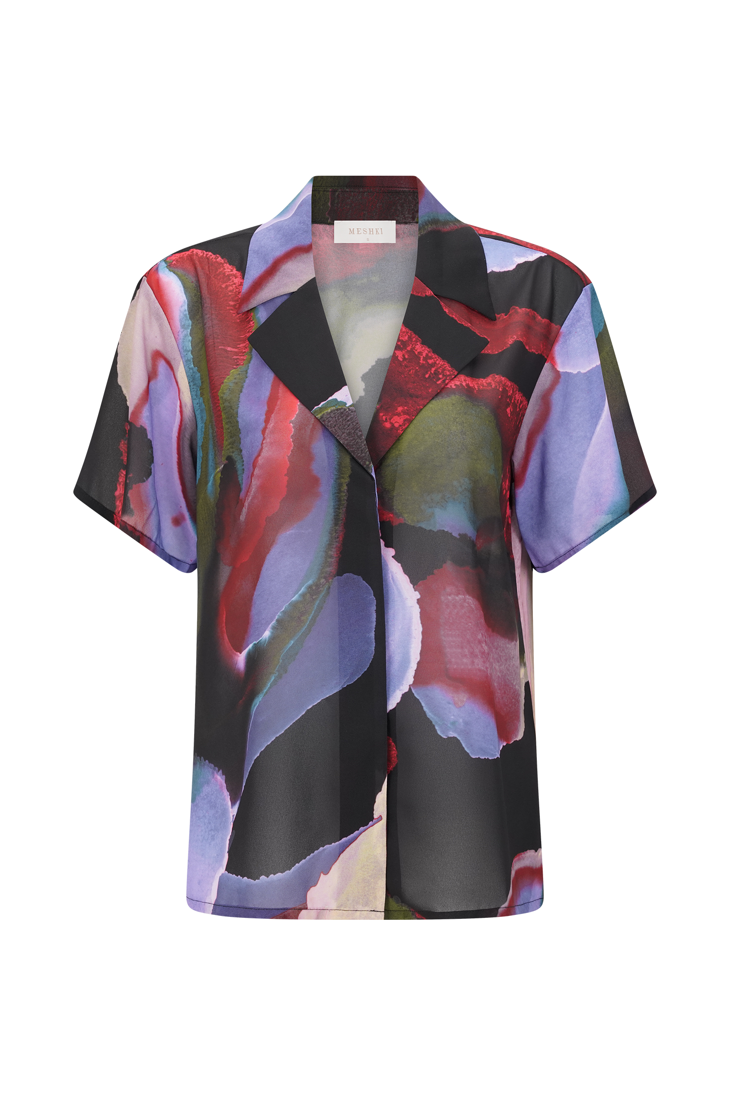 Rachel Chiffon Short Sleeve Shirt - Multi Fluid Reverie Print