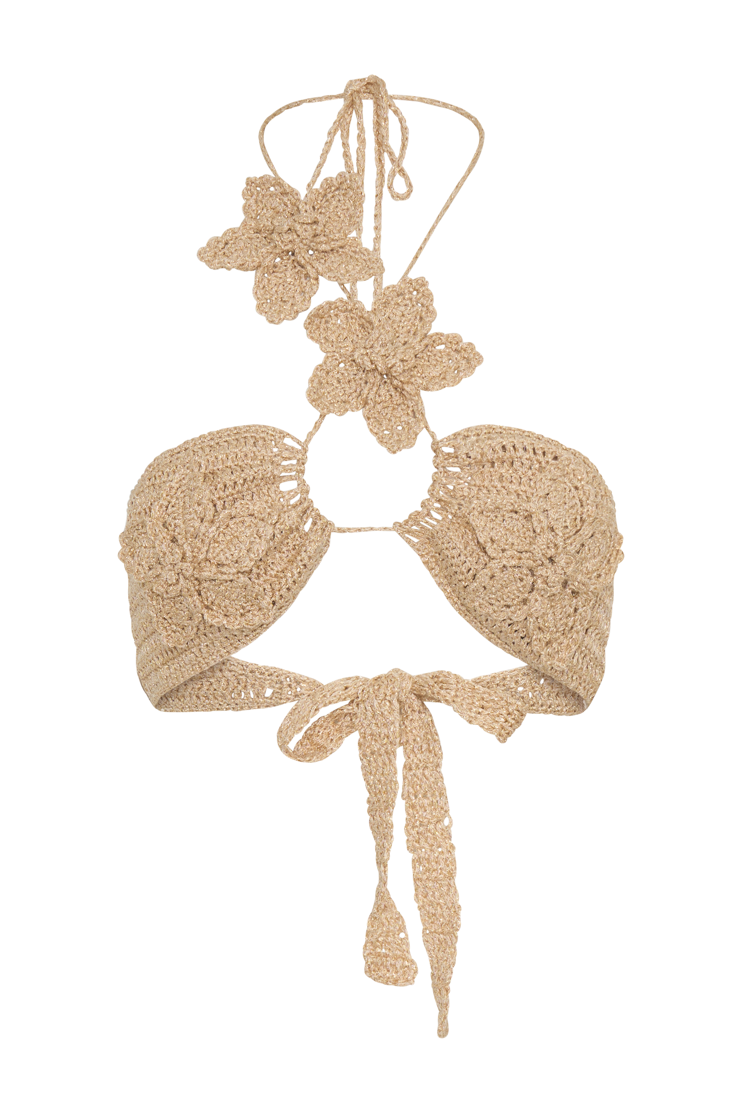 River Floral Crochet Bikini Top - Gold