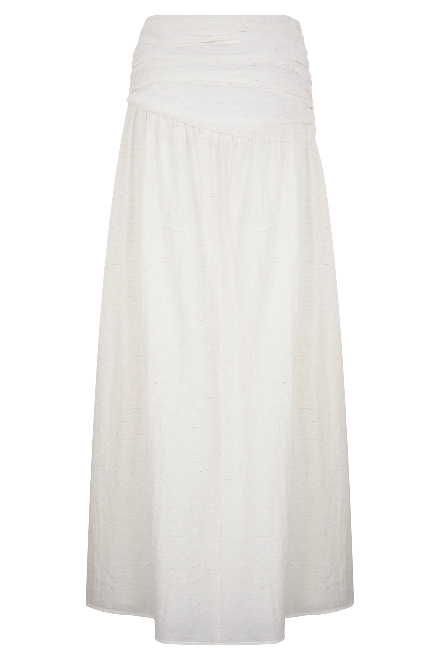 Scottie Gathered Linen Knot Maxi Skirt - Oat Marle