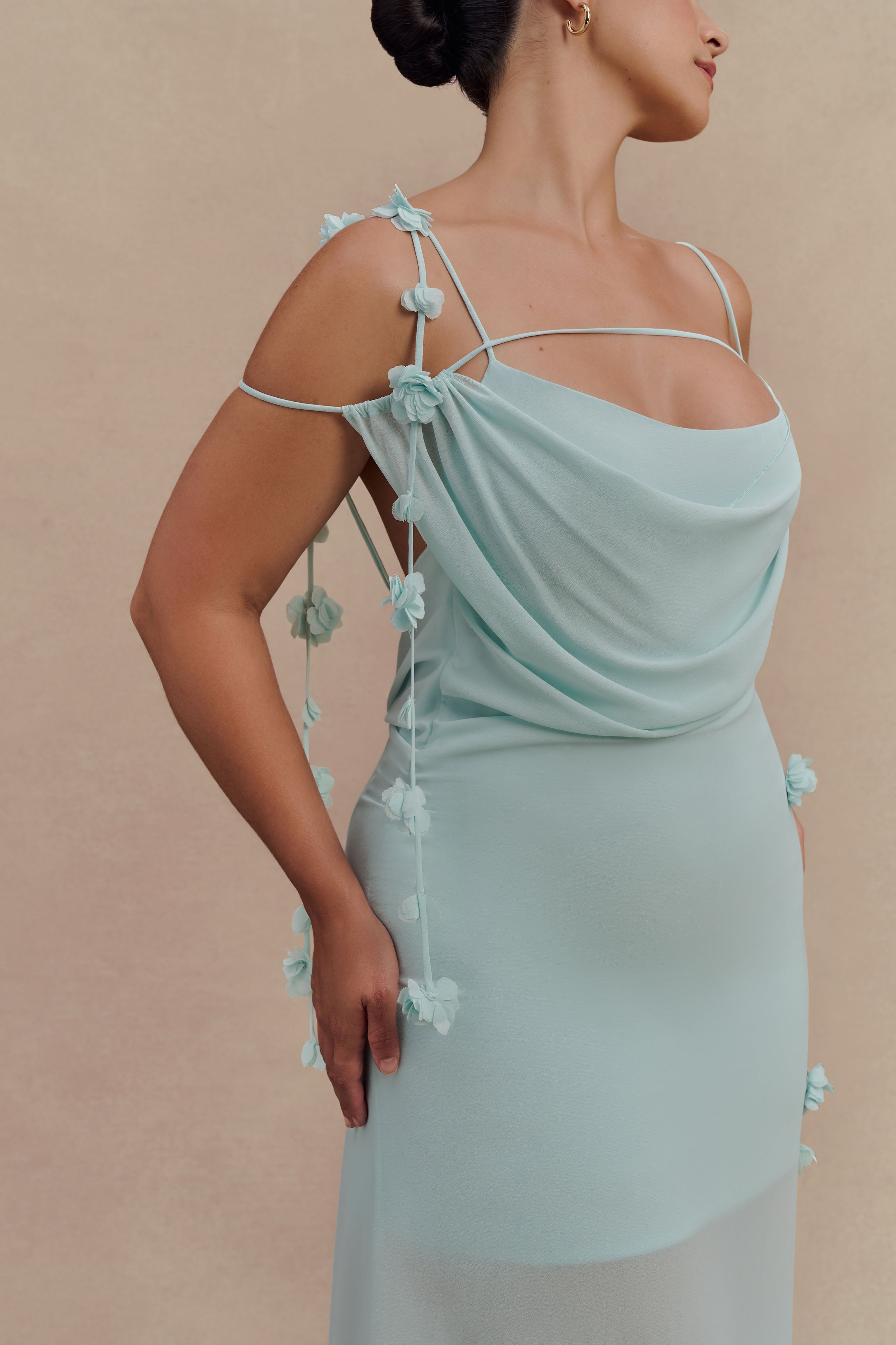 Rosalie Floral Chiffon Maxi Dress - Lagoon